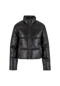 Kurtka puchowa z syntetycznej skóry damska Urban Classics. Kolor: czarny. Materiał: skóra, syntetyk, puch #1