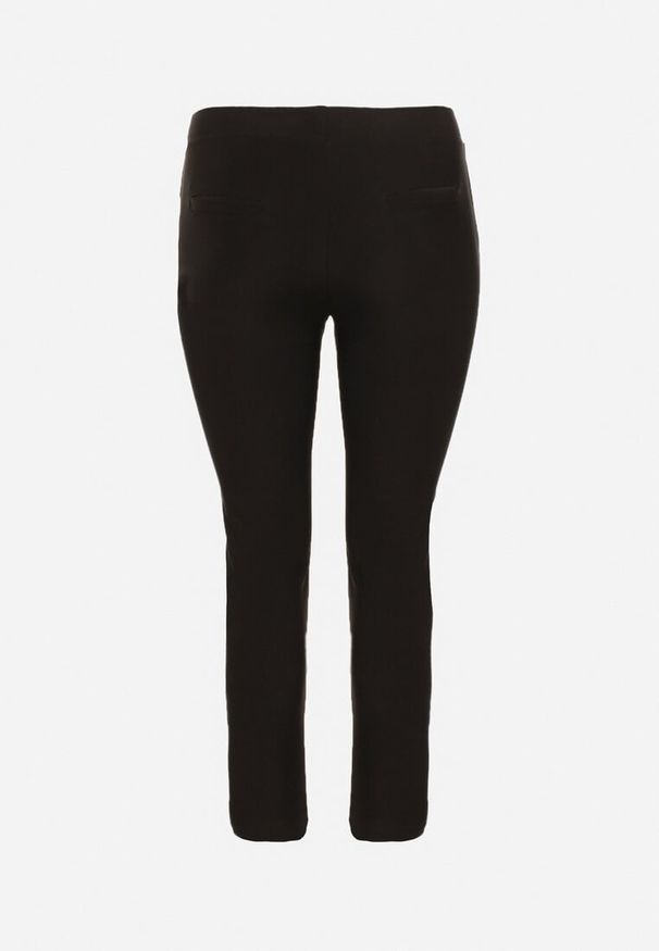 Born2be - Czarne Spodnie Ozdobione Imitacją Kieszeni Faliona. Okazja: na co dzień. Kolor: czarny. Wzór: aplikacja. Styl: casual, elegancki
