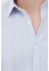 Karl Lagerfeld koszula lniana 521667.605003 męska slim z kołnierzykiem klasycznym. Typ kołnierza: kołnierzyk klasyczny. Kolor: niebieski. Materiał: len. Długość rękawa: długi rękaw. Długość: długie. Styl: klasyczny #2