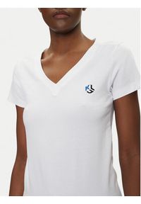 Karl Lagerfeld - KARL LAGERFELD T-Shirt A2W17097 Biały Regular Fit. Typ kołnierza: dekolt w karo. Kolor: biały. Materiał: bawełna