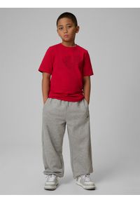 4f - 4F T-shirt regular z nadrukiem chłopięcy - czerwony 140 (9-10 lat). Okazja: na uczelnię, na co dzień. Kolor: czerwony. Materiał: materiał, bawełna, skóra. Wzór: nadruk. Sezon: lato. Styl: klasyczny, casual #2