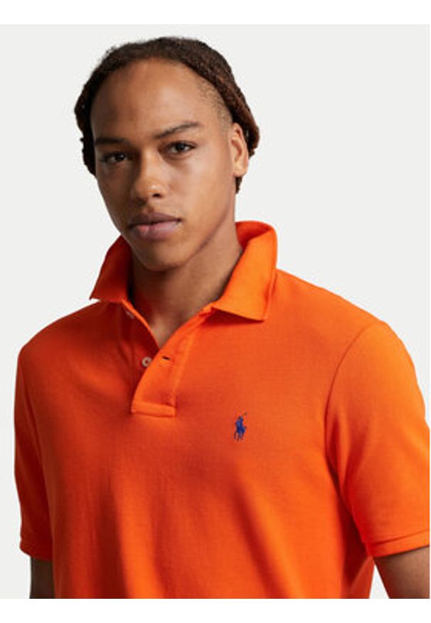 Polo Ralph Lauren Polo 710795080025 Pomarańczowy Slim Fit. Typ kołnierza: polo. Kolor: pomarańczowy. Materiał: bawełna