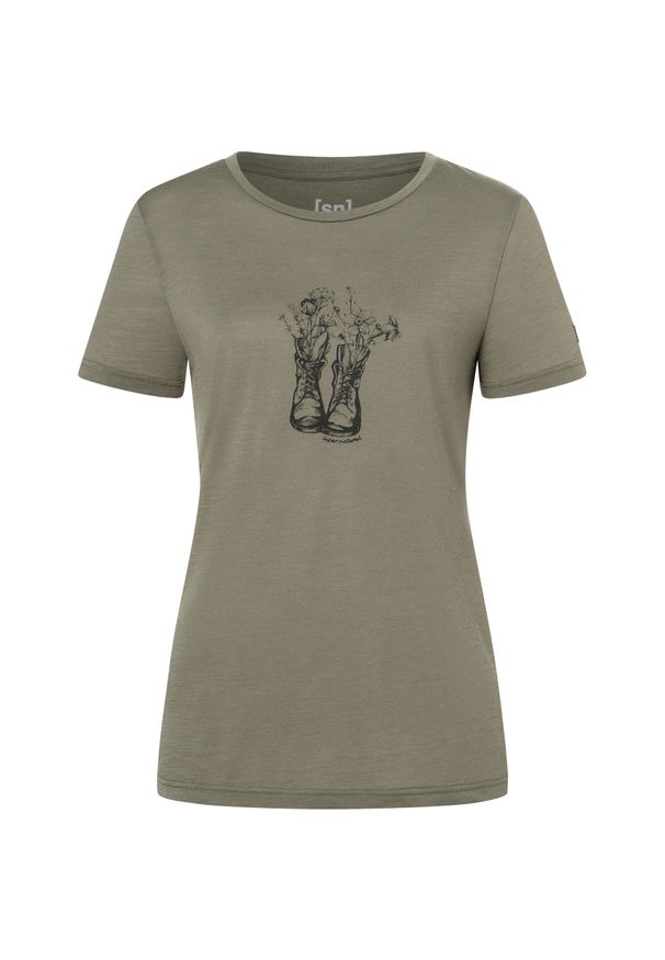 Koszulka z krótkim rękawem damska SUPER.NATURAL W Flower Boots Tee. Kolor: zielony. Długość rękawa: krótki rękaw. Długość: krótkie