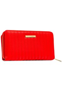 Duży pikowany portfel damski na karty wykonany ze skóry ekologicznej poziomy na zatrzask i suwak 4U CAVALDI CHWJ-08. Materiał: skóra ekologiczna #1