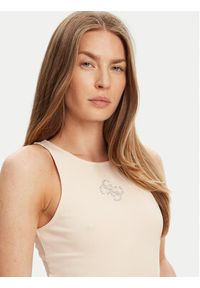 Guess Top W5GP57 KCV52 Beżowy Regular Fit. Kolor: beżowy. Materiał: syntetyk
