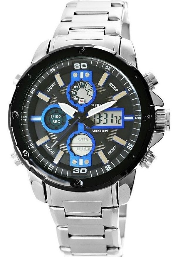 NoName - Zegarek Zegarek Męski Perfect A8026B-3 Dual Time Iluminacja i Fluorescencja