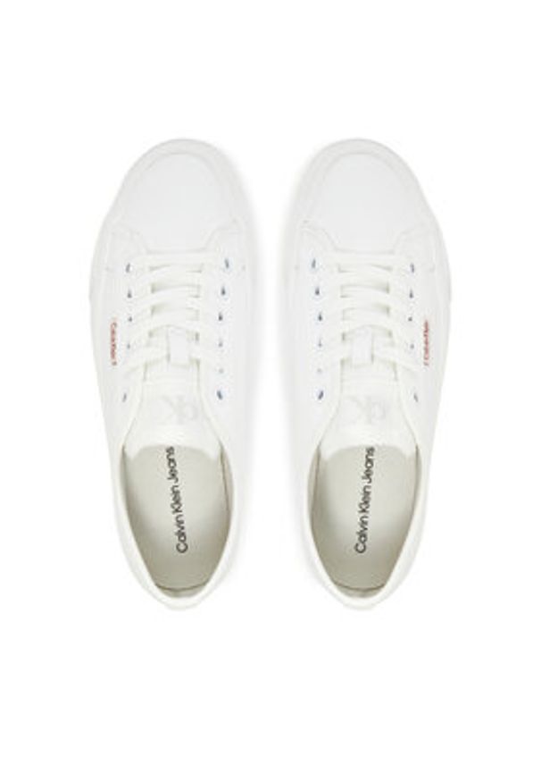 Calvin Klein Jeans Sneakersy Vulc Flatform Lth YW0YW01886 Biały. Kolor: biały. Materiał: skóra