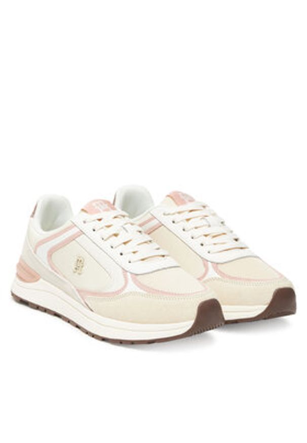TOMMY HILFIGER - Tommy Hilfiger Sneakersy Casual Fashion Runner Mix FW0FW08693 Écru. Okazja: na co dzień. Materiał: skóra