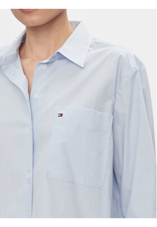 TOMMY HILFIGER - Tommy Hilfiger Koszula Essential WW0WW41410 Błękitny Regular Fit. Kolor: niebieski. Materiał: bawełna