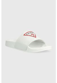Guess klapki COLICO męskie kolor biały FM6CLC ELE19. Kolor: biały. Materiał: materiał, guma. Obcas: na obcasie. Wysokość obcasa: niski #4