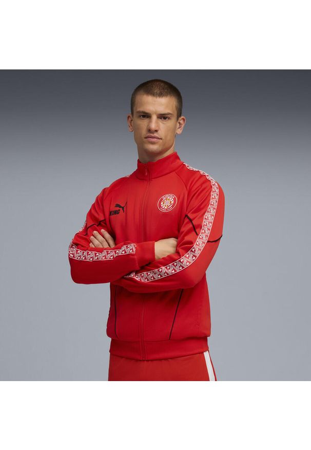 Puma - Męska kurtka Girona FC KING Anthem PUMA Red White. Kolor: czerwony, biały, wielokolorowy. Sport: bieganie