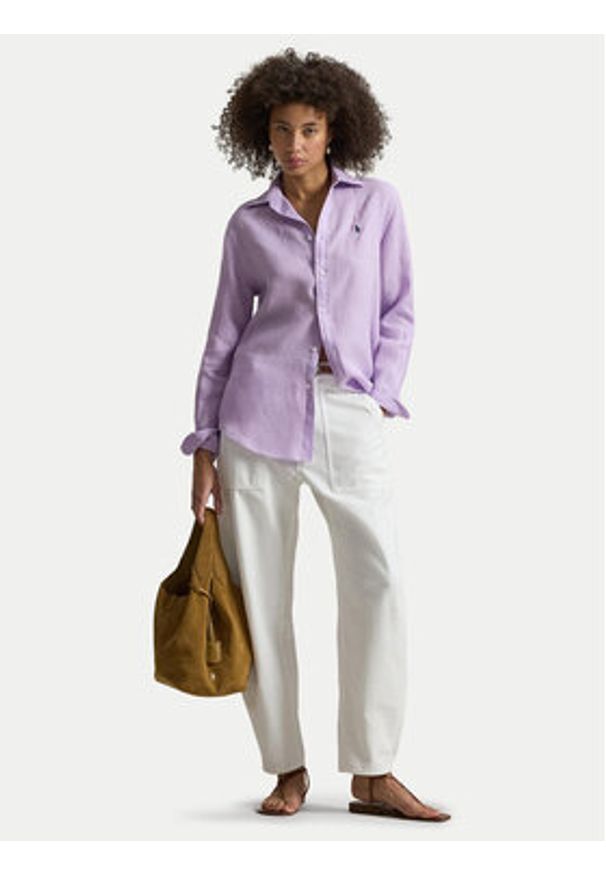 Polo Ralph Lauren Koszula 211970730513 Fioletowy Classic Fit. Typ kołnierza: polo. Kolor: fioletowy. Materiał: len