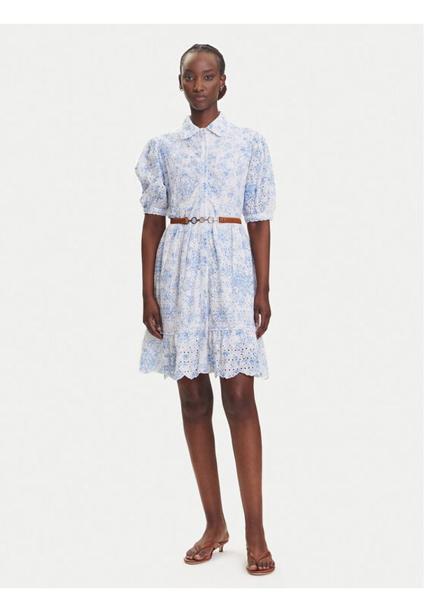 Fracomina Sukienka koszulowa FR25SD1010W404R8 Niebieski Regular Fit. Kolor: niebieski. Materiał: bawełna. Typ sukienki: koszulowe