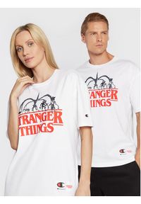 Champion T-Shirt Unisex STRANGER THINGS 217791 Biały Custom Fit. Kolor: biały. Materiał: bawełna