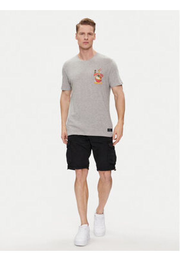 Brave Soul T-Shirt MTS-149TAKEAWAY Szary Straight Fit. Kolor: szary. Materiał: bawełna