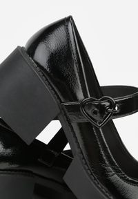 Born2be - Czarne Półbuty w Stylu Retro na Słupku i Niskiej Platformie ze Skórzaną Wkładką Xaliope. Okazja: na co dzień. Zapięcie: pasek. Kolor: czarny. Materiał: skóra. Obcas: na platformie. Styl: retro. Wysokość obcasa: średni #6