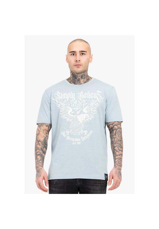 TAPOUT - Luźny T-shirt Tapout Throper. Kolor: niebieski. Wzór: nadruk