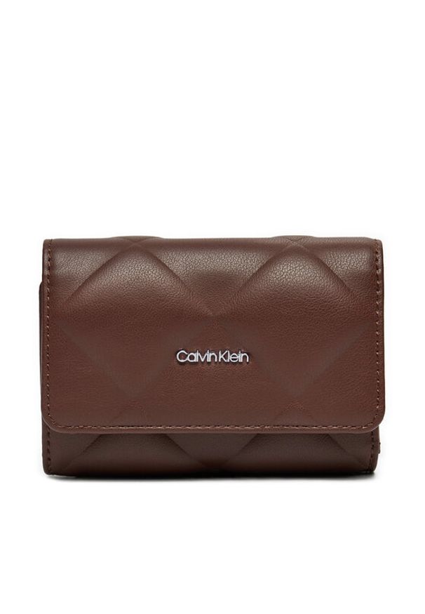 Calvin Klein Mały Portfel Damski K60K612898 Brązowy. Kolor: brązowy. Materiał: skóra