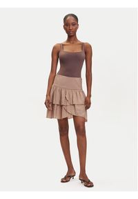 Vero Moda Spódnica mini Clara 10336425 Beżowy Regular Fit. Kolor: beżowy. Materiał: wiskoza #8