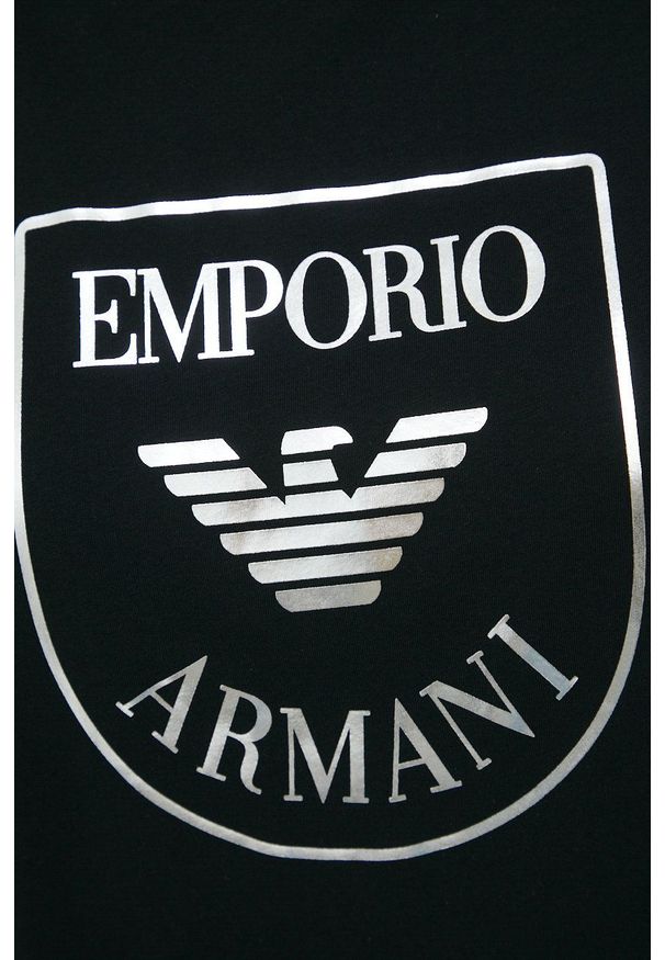 Emporio Armani Underwear koszula nocna bawełniana kolor czarny bawełniana. Kolor: czarny. Materiał: bawełna. Długość: krótkie. Wzór: nadruk