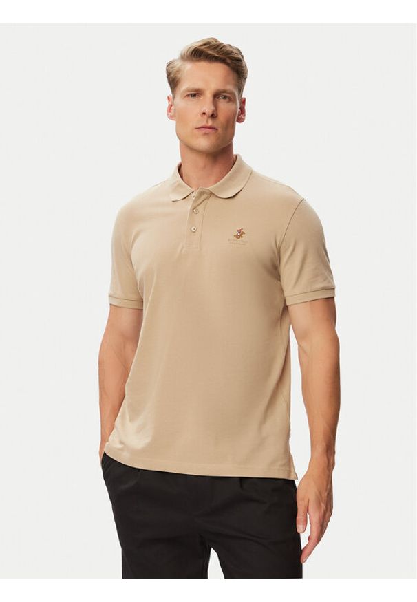 Beverly Hills Polo Club Polo P-SS26M-P42560 Beżowy Regular Fit. Typ kołnierza: polo. Kolor: beżowy. Materiał: bawełna