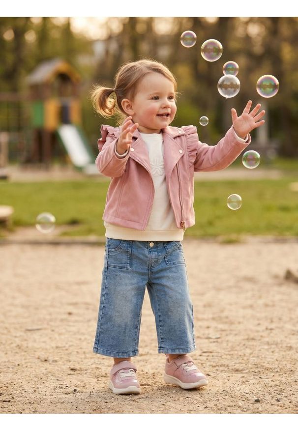 Sinsay - Kurtka ramoneska z imitacji zamszu - różowy. Kolor: różowy. Materiał: zamsz