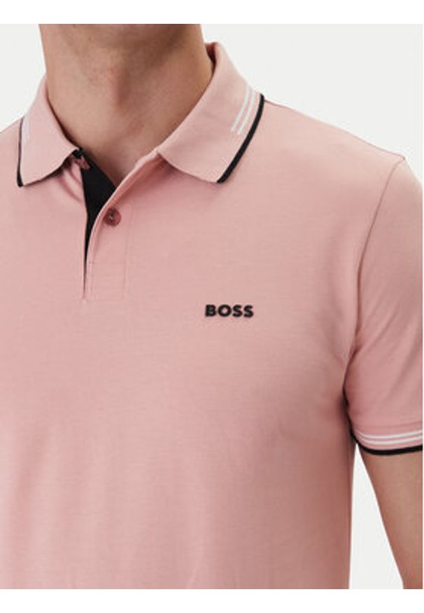 BOSS Polo Paul 50506193 Różowy Slim Fit. Typ kołnierza: polo. Kolor: różowy. Materiał: bawełna