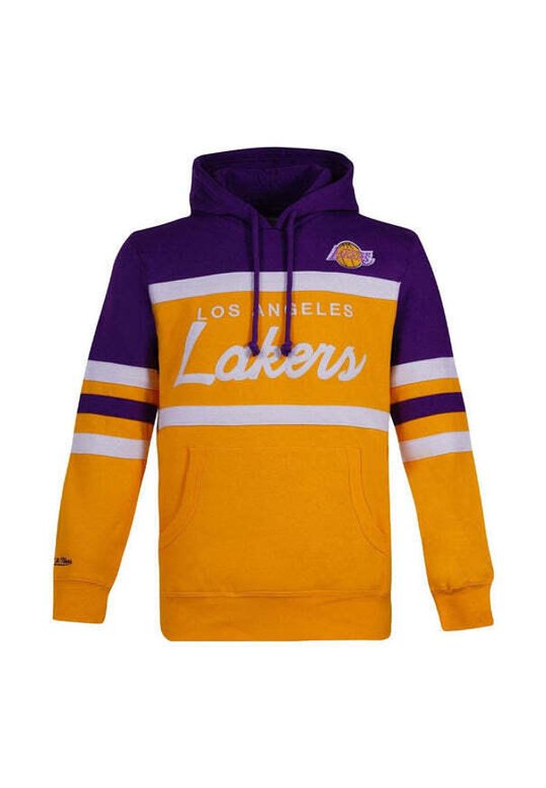 Mitchell & Ness - Bluza z kapturem Los Angeles Lakers NBA Head Coach. Typ kołnierza: kaptur. Kolor: fioletowy, wielokolorowy, żółty. Sport: koszykówka