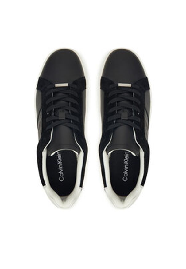Calvin Klein Sneakersy Classic Cupsole Laceup Tape Lth YM0YM01430 Czarny. Kolor: czarny. Materiał: skóra