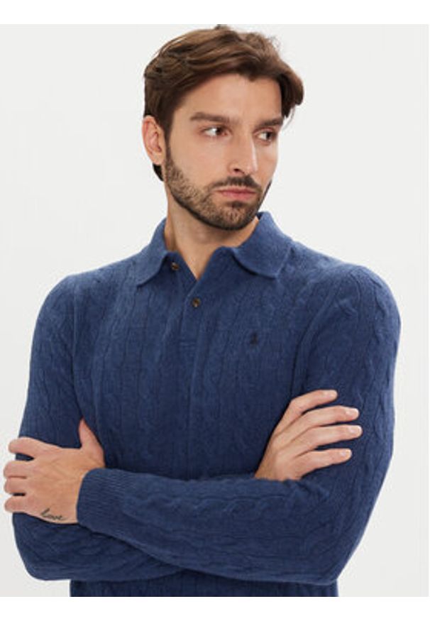Polo Ralph Lauren Sweter 710974165003 Granatowy Regular Fit. Typ kołnierza: polo. Kolor: niebieski. Materiał: wełna