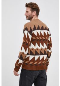 Sisley Sweter wełniany męski kolor brązowy ciepły. Okazja: na co dzień. Kolor: brązowy. Materiał: wełna. Długość rękawa: długi rękaw. Długość: długie. Styl: casual