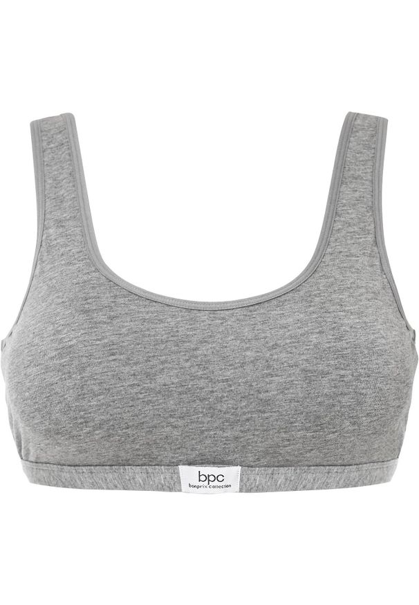 bonprix - Biustonosz bustier z bawełny. Kolor: szary. Materiał: bawełna