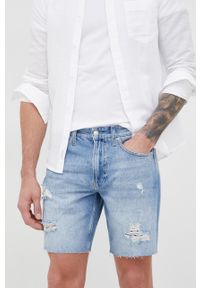 Calvin Klein Jeans szorty jeansowe męskie. Okazja: na co dzień. Kolor: niebieski. Materiał: denim. Styl: casual