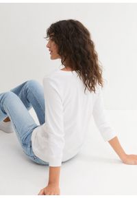 bonprix - Bluzka z długim rękawem z czystej bawełny organicznej. Kolor: biały. Materiał: bawełna. Długość rękawa: długi rękaw. Długość: długie #2