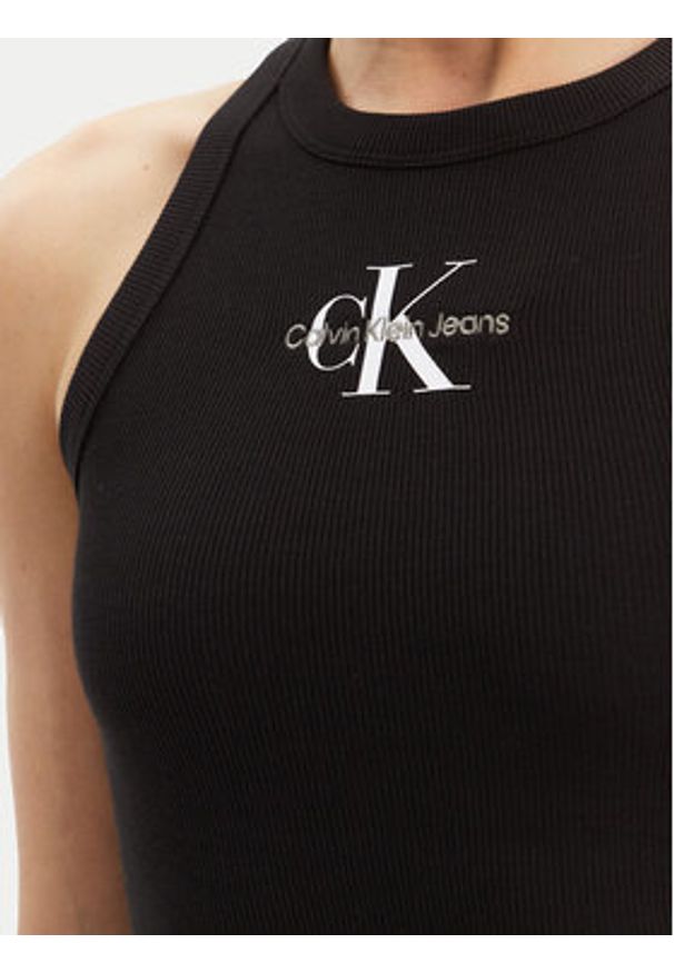 Calvin Klein Jeans Top Monologo J20J225301 Czarny Slim Fit. Kolor: czarny. Materiał: bawełna