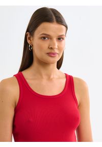 Big-Star - Koszulka damska na ramiączkach prążkowana czerwona Aurela 603. Kolor: czerwony. Materiał: prążkowany. Długość rękawa: na ramiączkach. Styl: elegancki #5