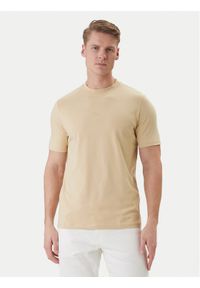 Karl Lagerfeld - KARL LAGERFELD T-Shirt 755047 562235 Beżowy Regular Fit. Typ kołnierza: dekolt w karo. Kolor: beżowy. Materiał: bawełna #1