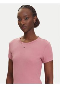 Tommy Jeans T-Shirt Essential DW0DW17383 Różowy Slim Fit. Kolor: różowy. Materiał: bawełna #4