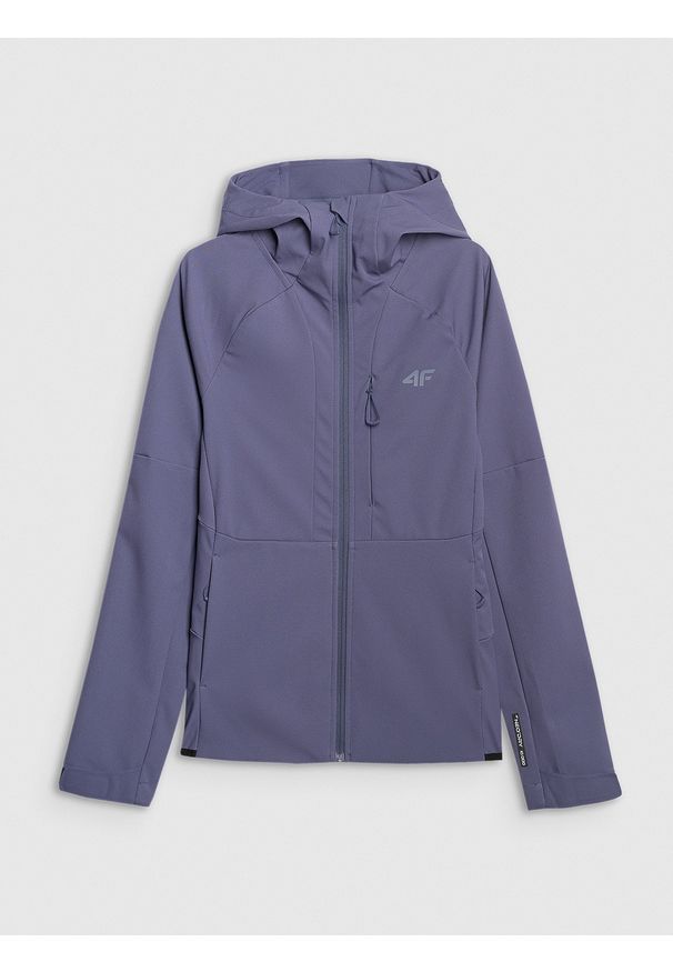 4f - 4F Kurtka softshell wiatroodporna membrana 10000 damska - granatowa XL. Kolor: niebieski. Materiał: softshell. Technologia: Primaloft. Wzór: gładki. Sport: turystyka piesza, wspinaczka