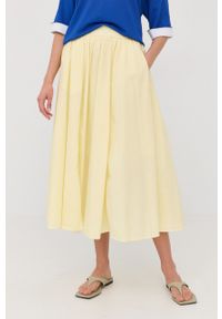 Marella spódnica kolor żółty midi rozkloszowana. Kolor: żółty. Materiał: bawełna, tkanina. Wzór: gładki