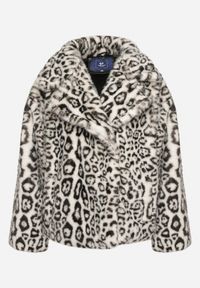 Born2be - Biała Kurtka Futerko w Panterkę z Kieszeniami Fidelis. Okazja: na co dzień. Kolor: biały. Materiał: futro. Wzór: motyw zwierzęcy. Styl: casual, elegancki #7