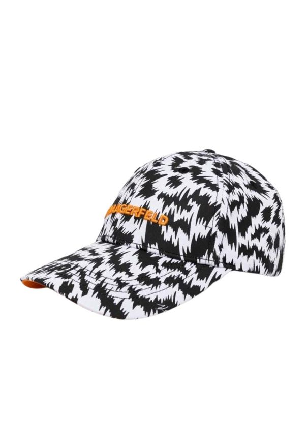 Karl Lagerfeld - KARL LAGERFELD Czarno-biała czapka z daszkiem K/zebra. Kolor: wielokolorowy. Wzór: motyw zwierzęcy