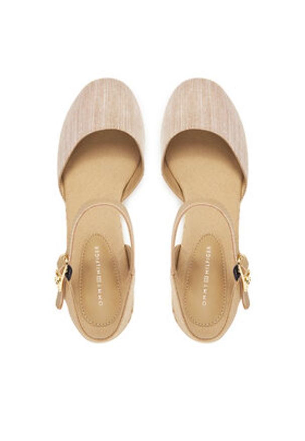 TOMMY HILFIGER - Tommy Hilfiger Espadryle Chambray Mid Wedge Espad FW0FW08477 Beżowy. Kolor: beżowy. Materiał: materiał