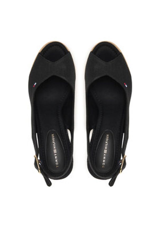 TOMMY HILFIGER - Tommy Hilfiger Espadryle Flag High Wedge Espad Slingback FW0FW09343 Czarny. Kolor: czarny. Materiał: materiał