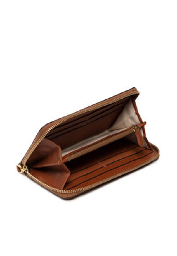 Lauren Ralph Lauren - LAUREN RALPH LAUREN Portfel Zip Cont Wlt 432876730004 Brązowy. Kolor: brązowy. Materiał: skóra