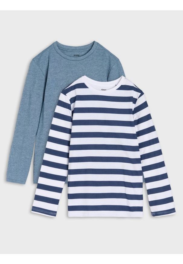 Sinsay - Koszulki z długimi rękawami 2 pack - biały. Kolor: biały. Długość rękawa: długi rękaw. Długość: długie