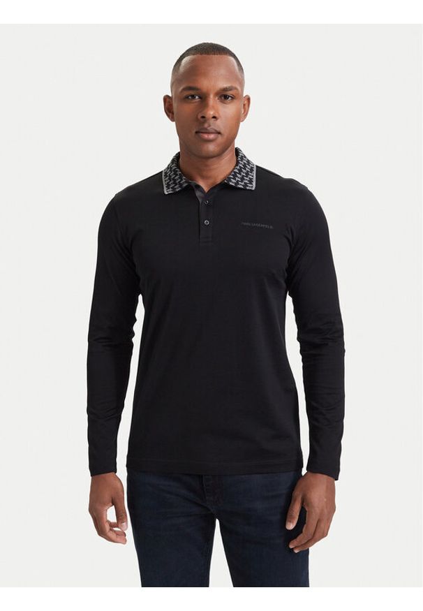 Karl Lagerfeld - KARL LAGERFELD Polo 745003 564200 Czarny Regular Fit. Typ kołnierza: polo. Kolor: czarny. Materiał: bawełna