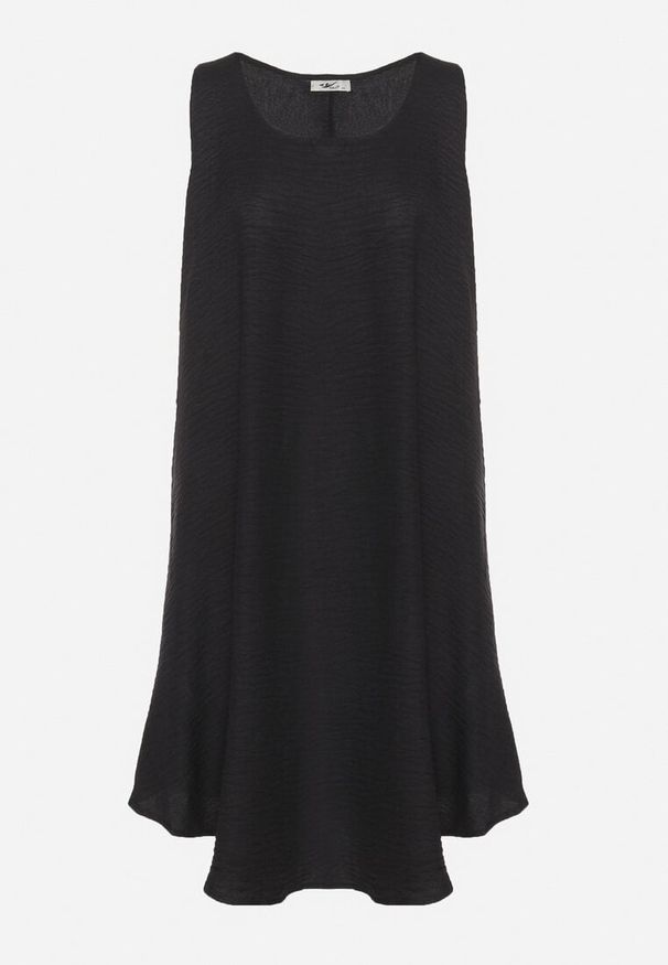 Born2be - Czarna Rozkloszowana Klasyczna Sukienka Lunetira. Okazja: na co dzień, na spacer. Kolor: czarny. Materiał: jeans. Typ sukienki: proste. Styl: klasyczny