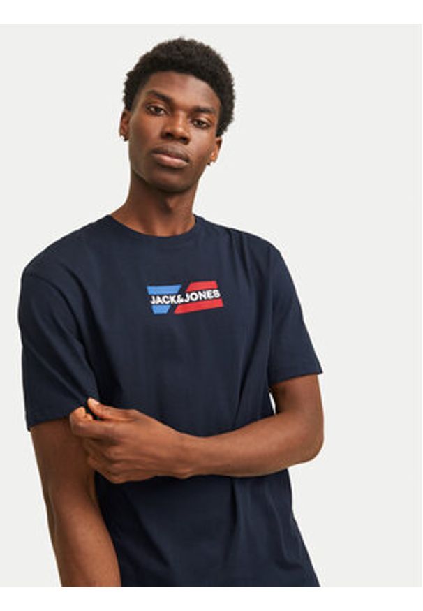 Jack & Jones T-Shirt Corp Graphic 12268415 Granatowy Regular Fit. Kolor: niebieski. Materiał: bawełna