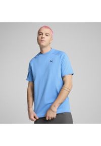 Puma - Męska koszulka PUMATECH PUMA Team Light Blue. Kolor: niebieski. Długość rękawa: raglanowy rękaw. Wzór: aplikacja, nadruk. Sport: fitness